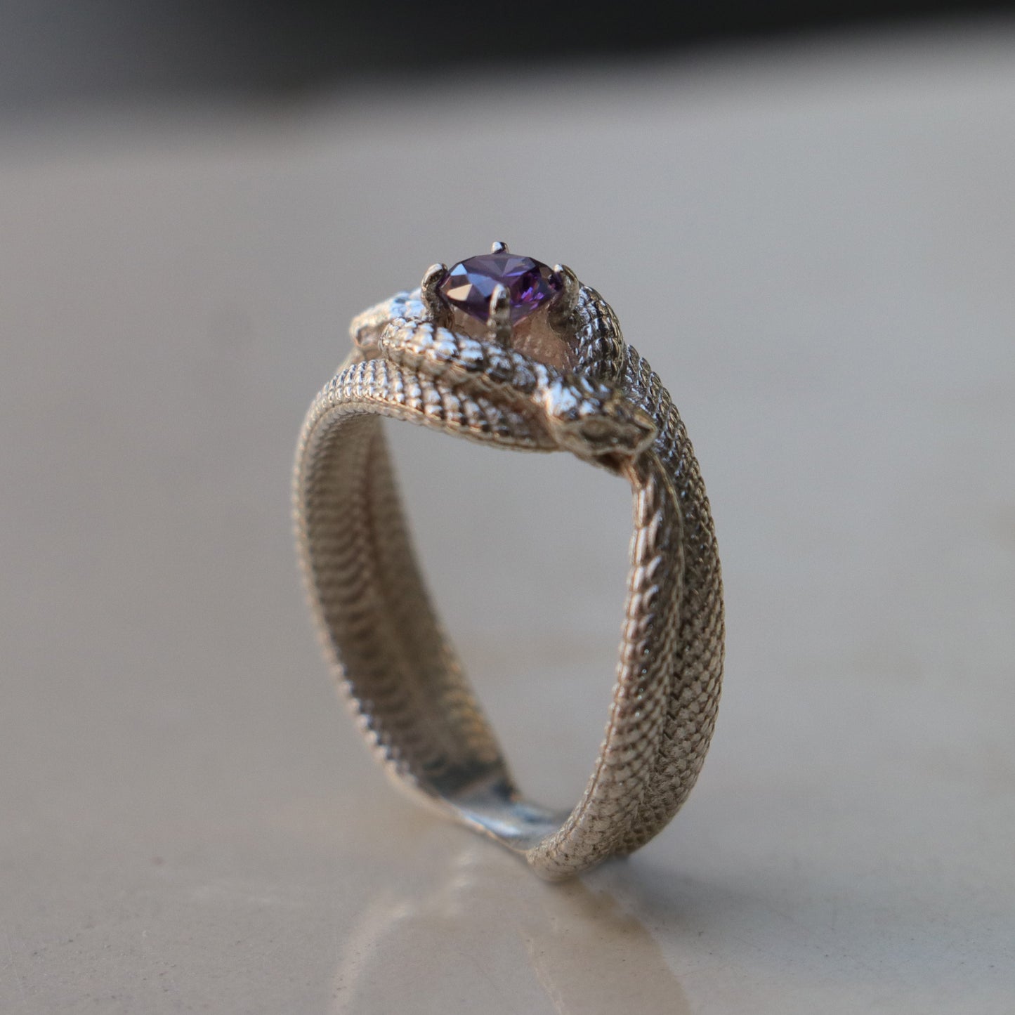 Tanzanite Ouroboros 925 Silver Gold Plated Ring