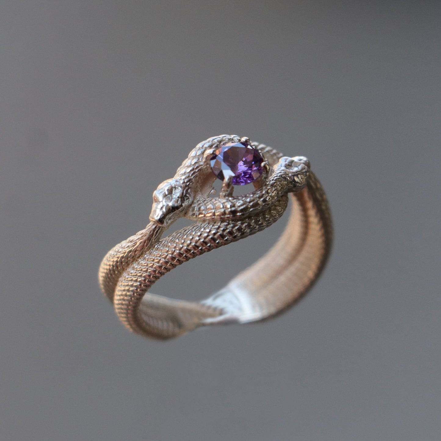 Tanzanite Ouroboros 925 Silver Gold Plated Ring