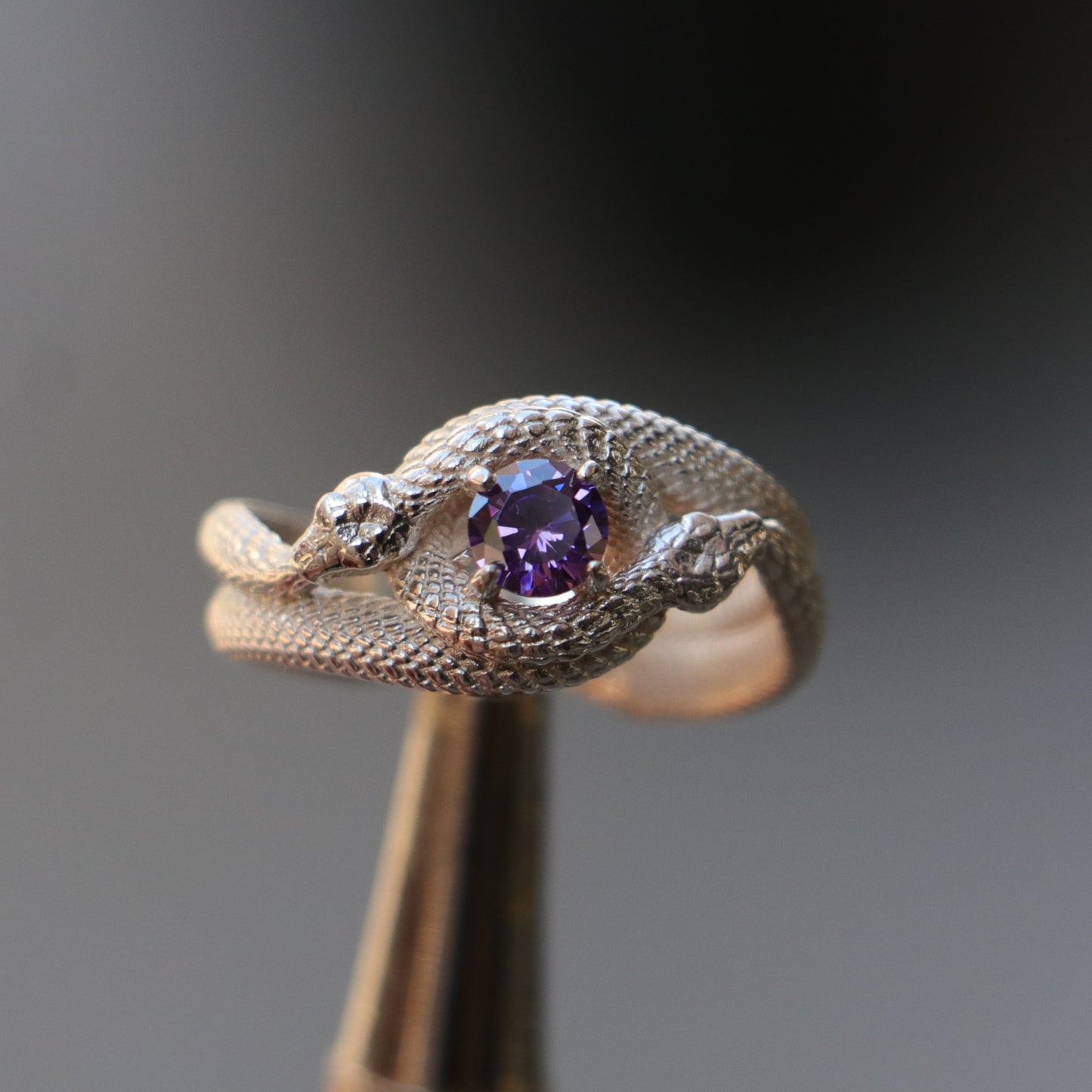 Tanzanite Ouroboros 925 Silver Gold Plated Ring