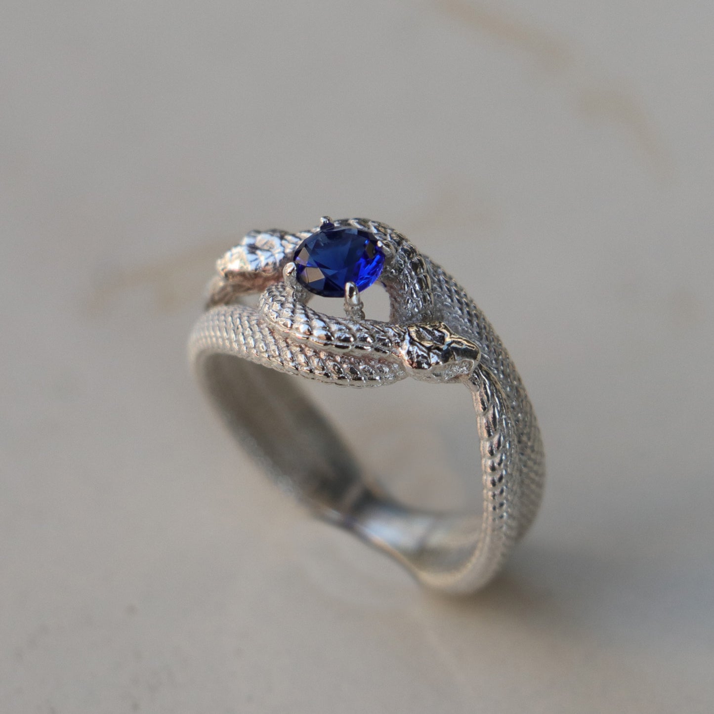 Tanzanite Ouroboros 925 Silver Gold Plated Ring