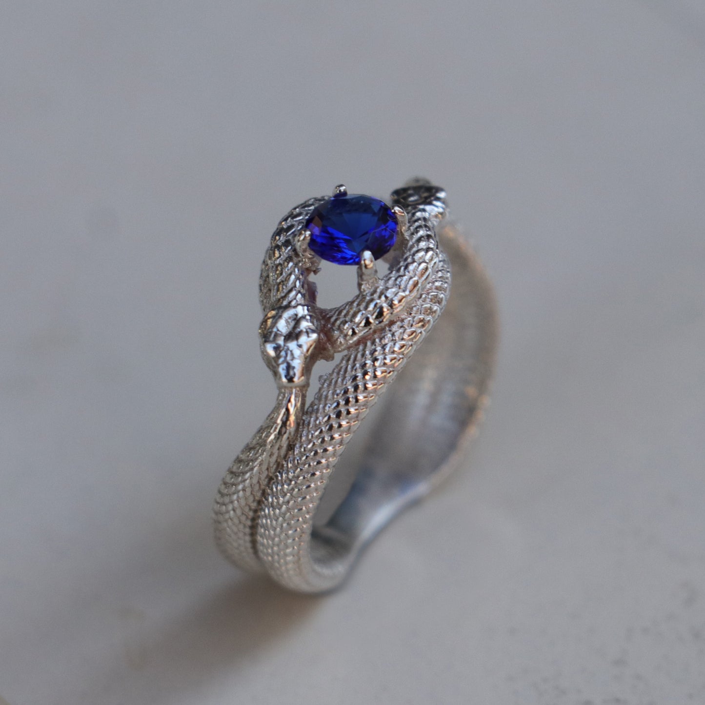 Tanzanite Ouroboros 925 Silver Gold Plated Ring