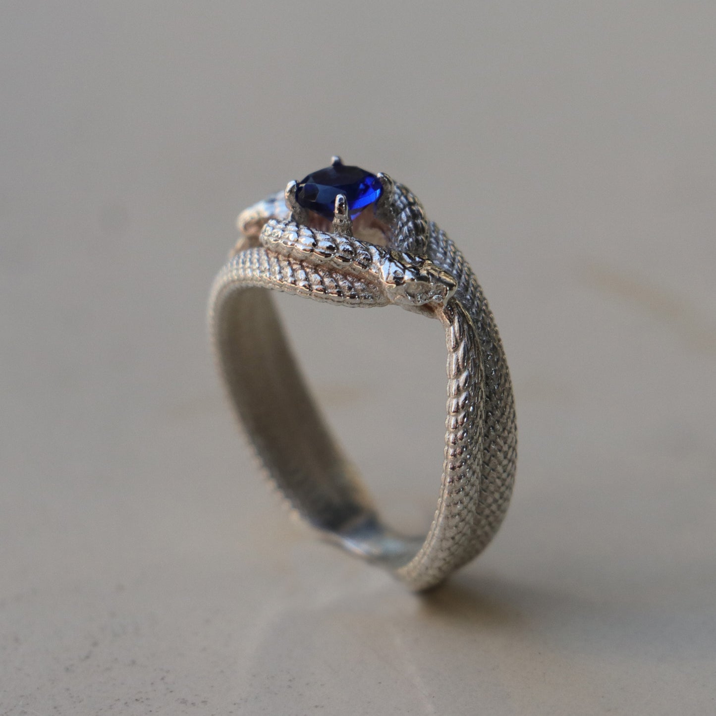 Tanzanite Ouroboros 925 Silver Gold Plated Ring