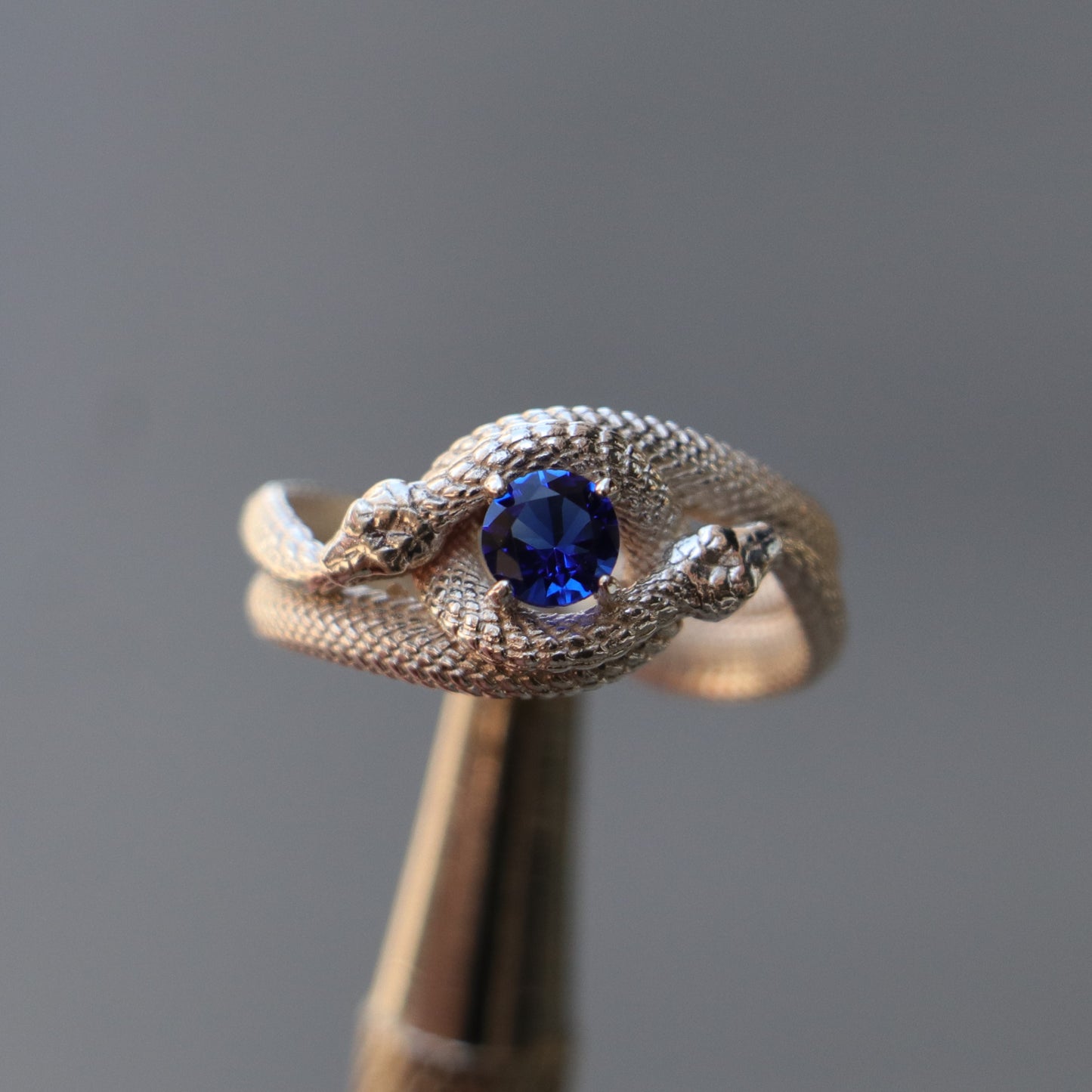 Tanzanite Ouroboros 925 Silver Gold Plated Ring