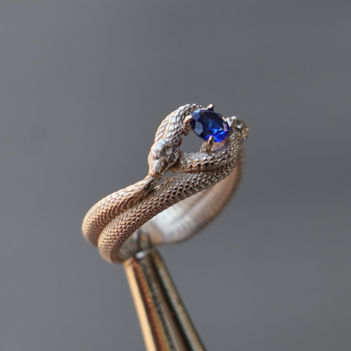 Tanzanite Ouroboros 925 Silver Gold Plated Ring