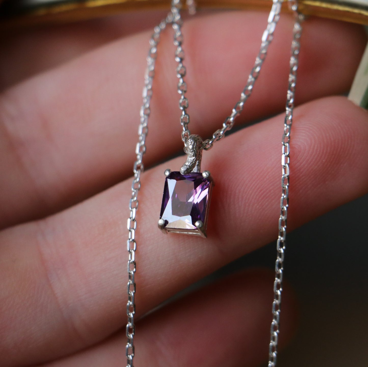 Emerald Sapphire 925 Silver Gold Plated Necklace