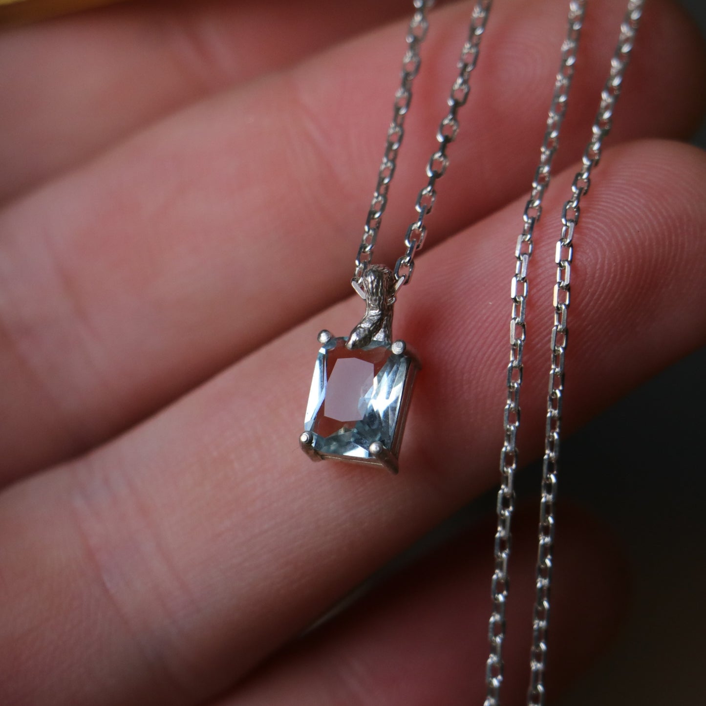Emerald Sapphire 925 Silver Gold Plated Necklace
