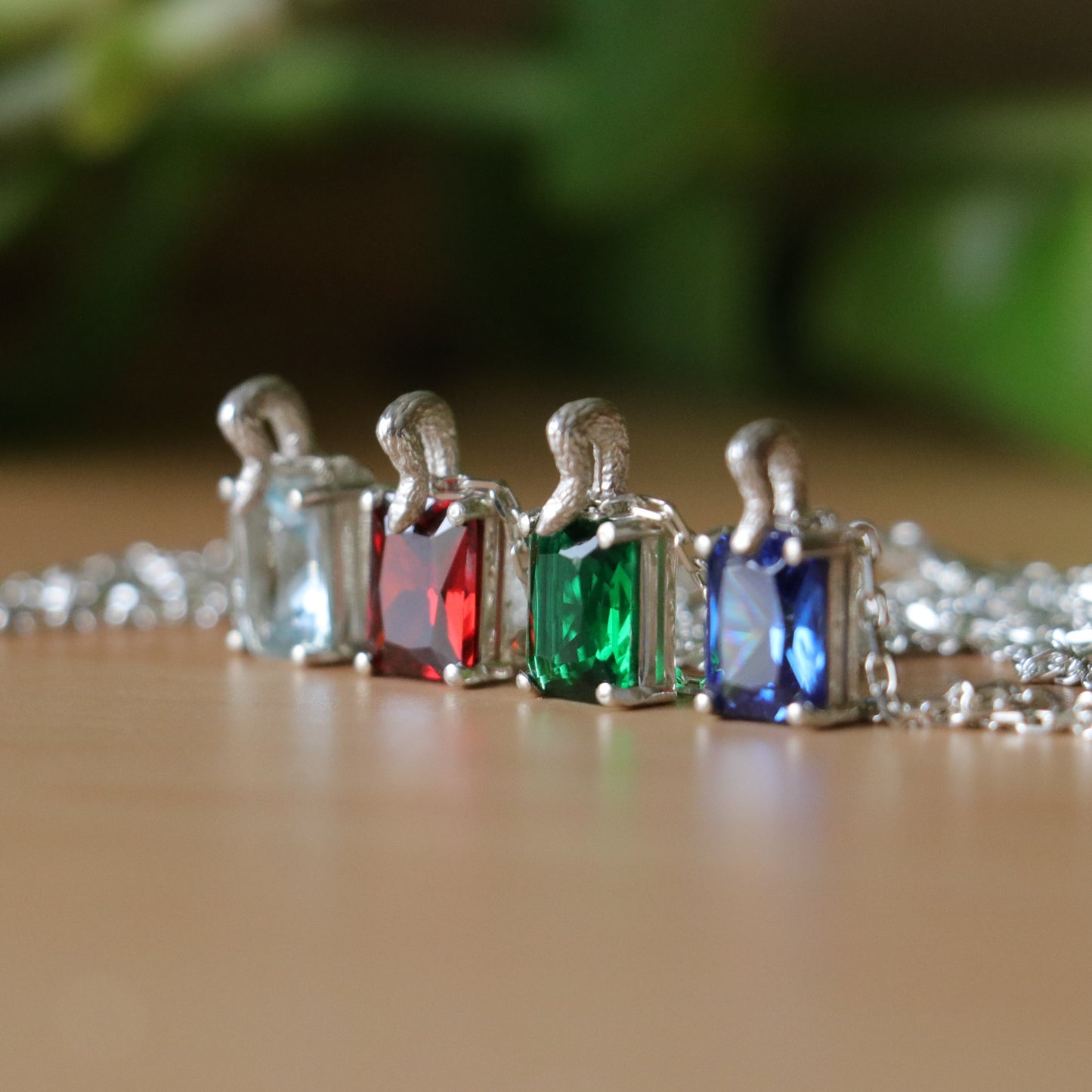 Emerald Sapphire 925 Silver Gold Plated Necklace