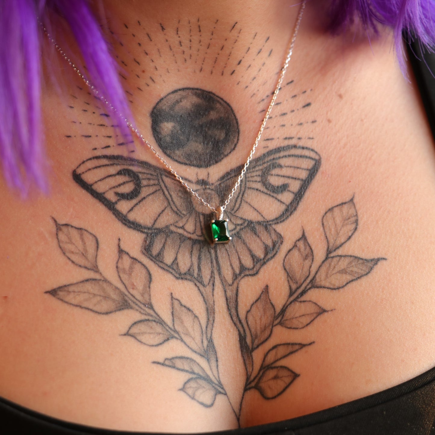 Emerald Sapphire 925 Silver Gold Plated Necklace
