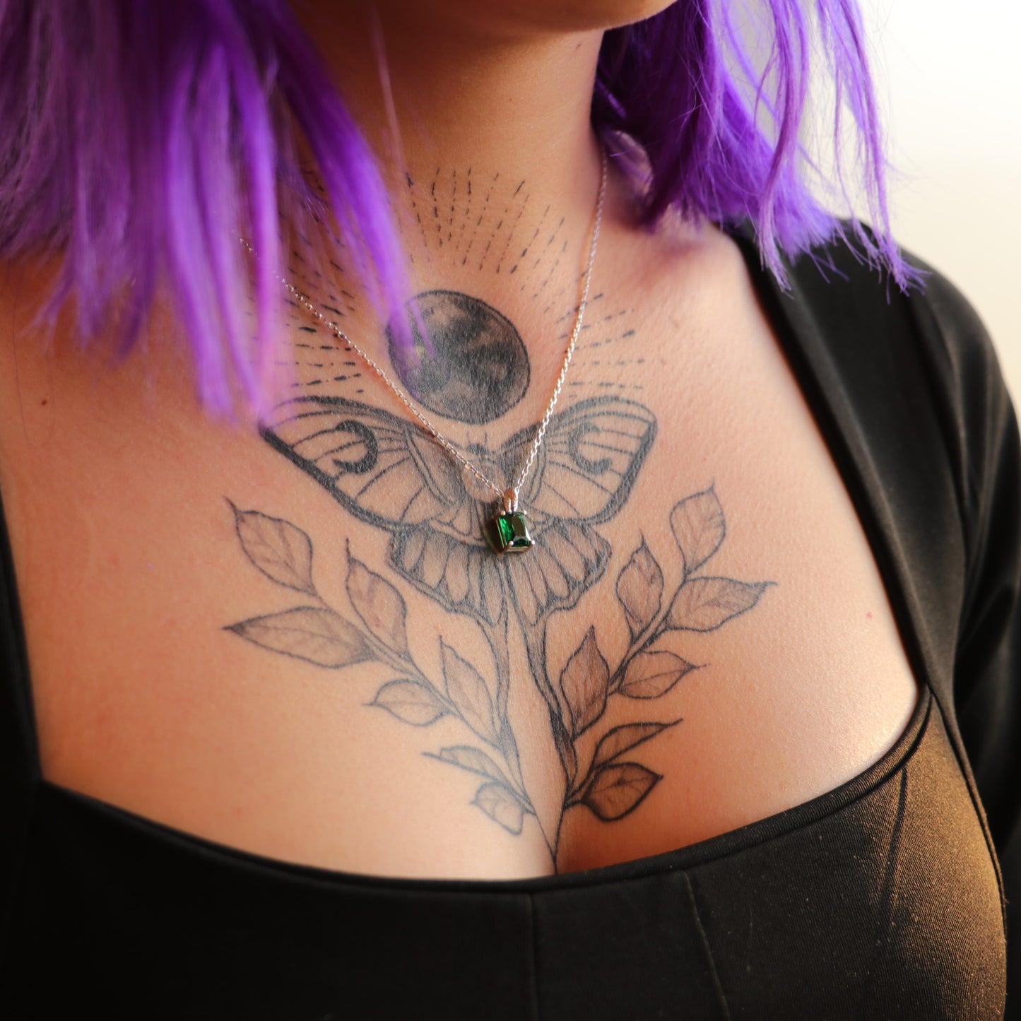 Emerald Sapphire 925 Silver Gold Plated Necklace