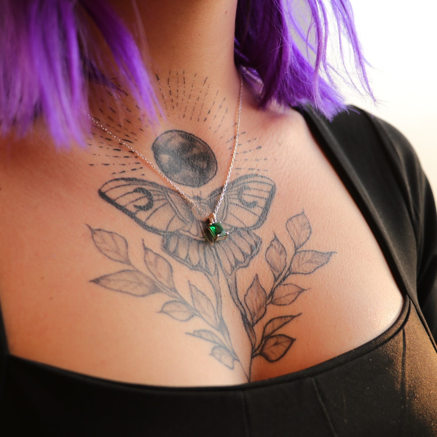 Emerald Sapphire 925 Silver Gold Plated Necklace