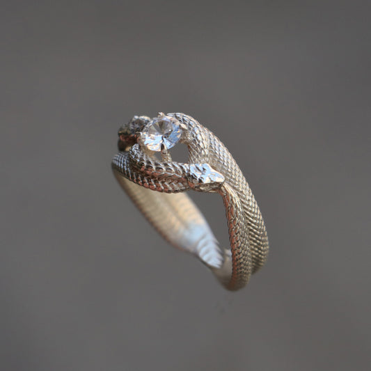 Tanzanite Ouroboros 925 Silver Gold Plated Ring