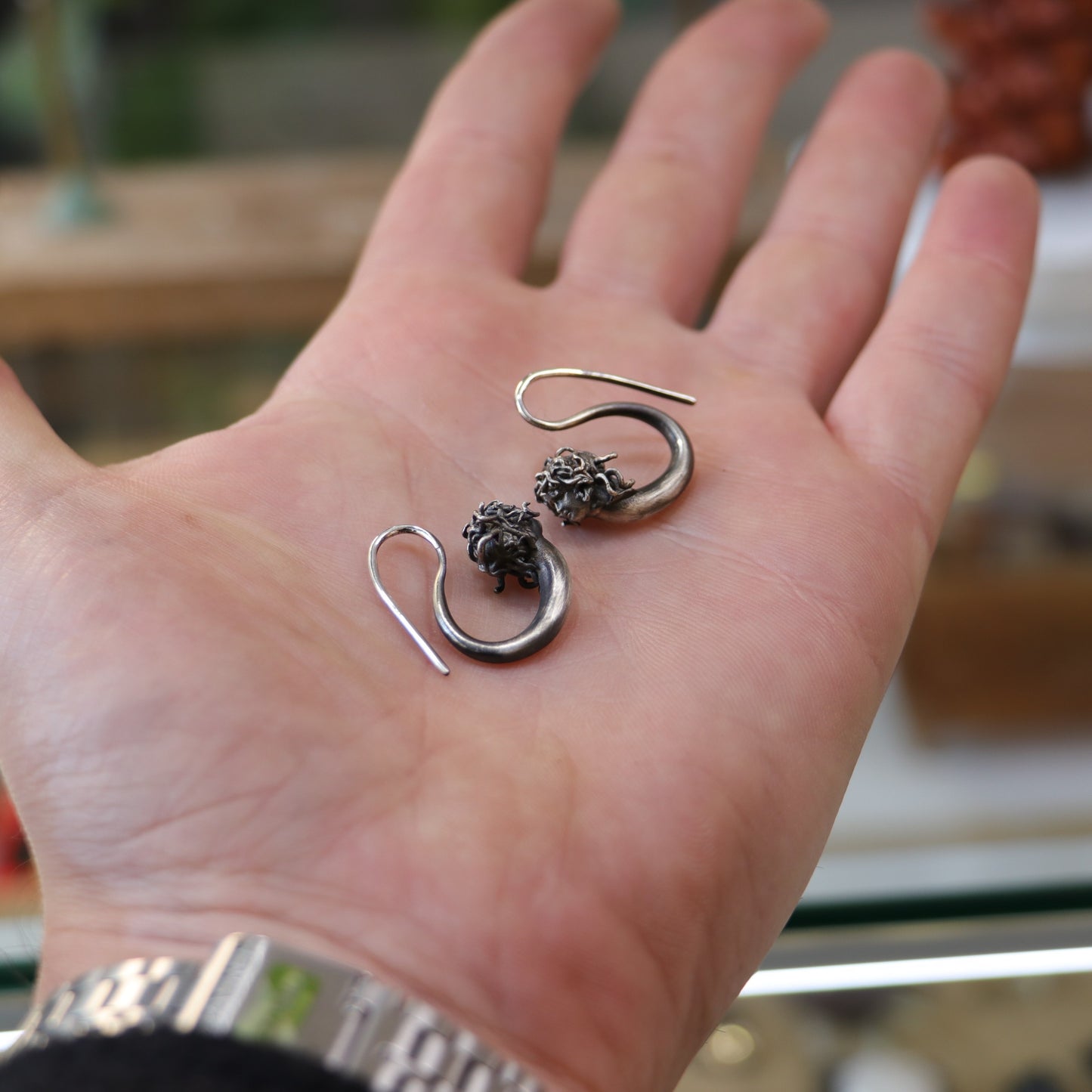 925 Silver Earring with Drop Jade Stone