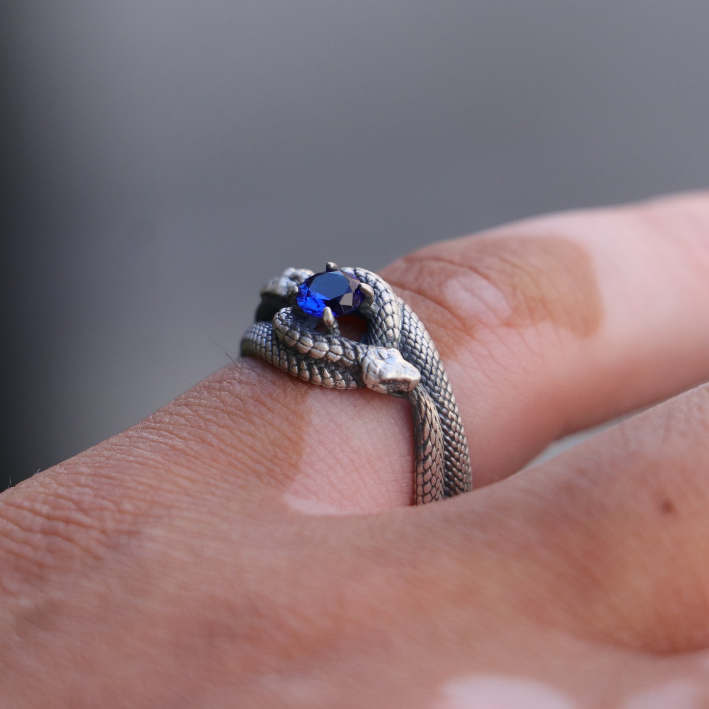 Tanzanite Ouroboros 925 Silver Gold Plated Ring