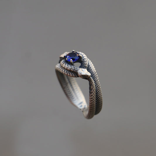 Tanzanite Ouroboros 925 Silver Gold Plated Ring