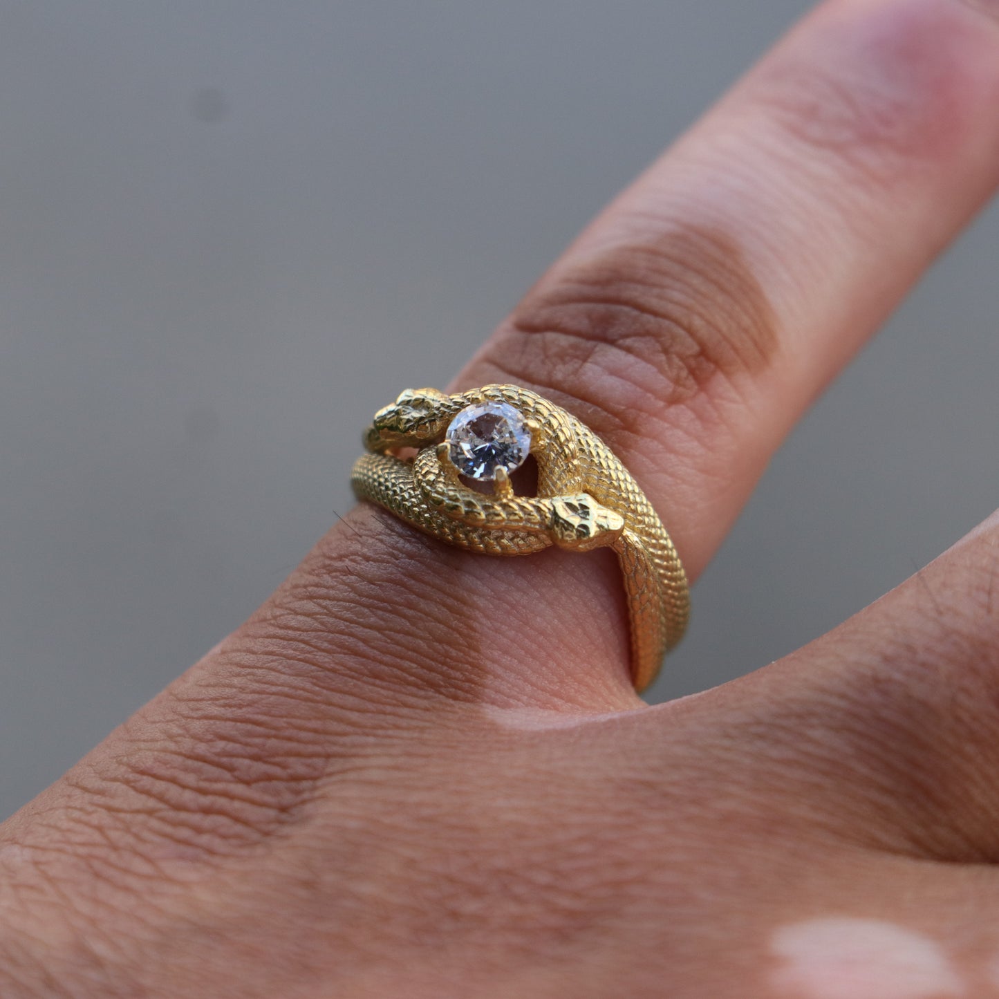 Tanzanite Ouroboros 925 Silver Gold Plated Ring