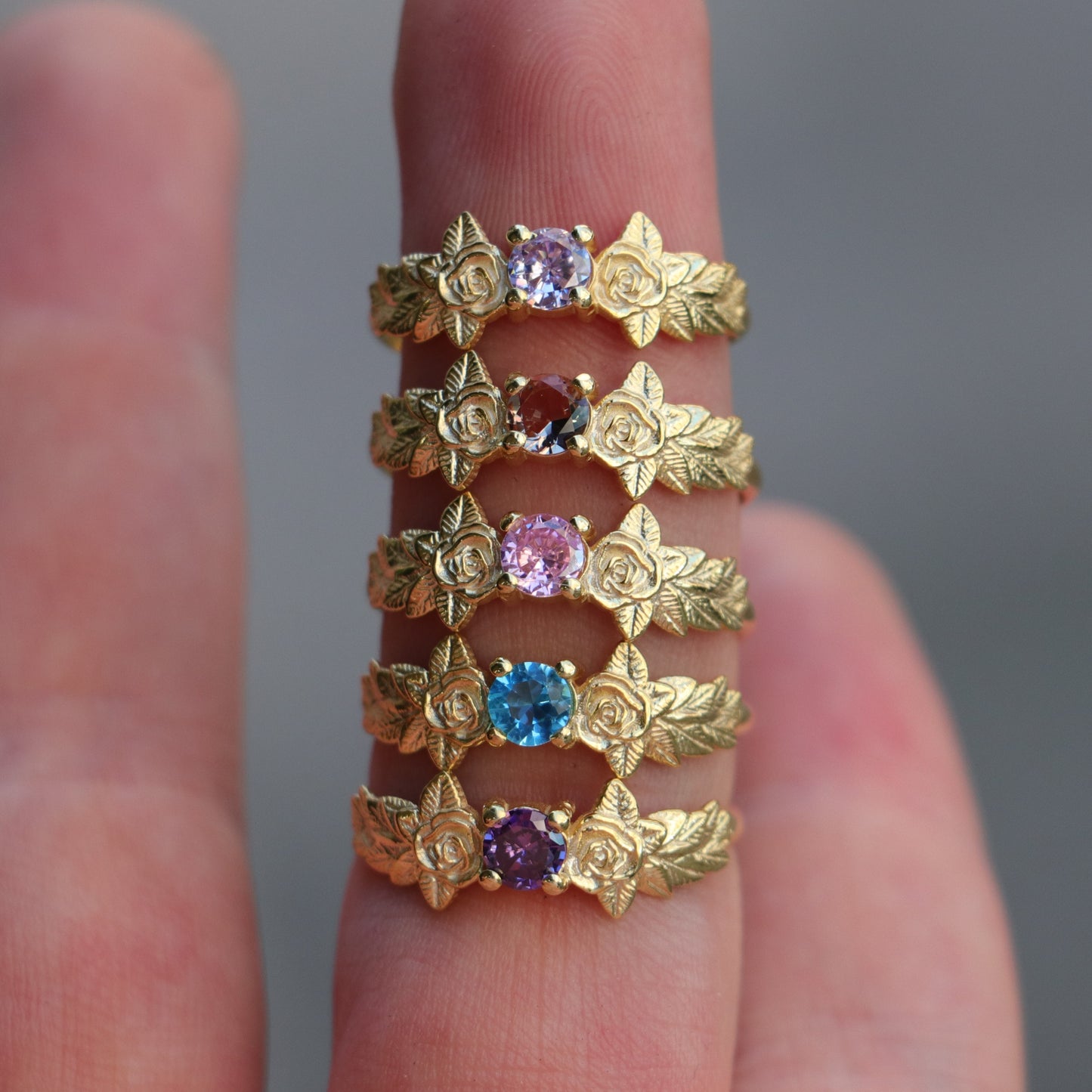 Yapraklar Yüzük (Tüm Maden ve Taş Seçenekleri)