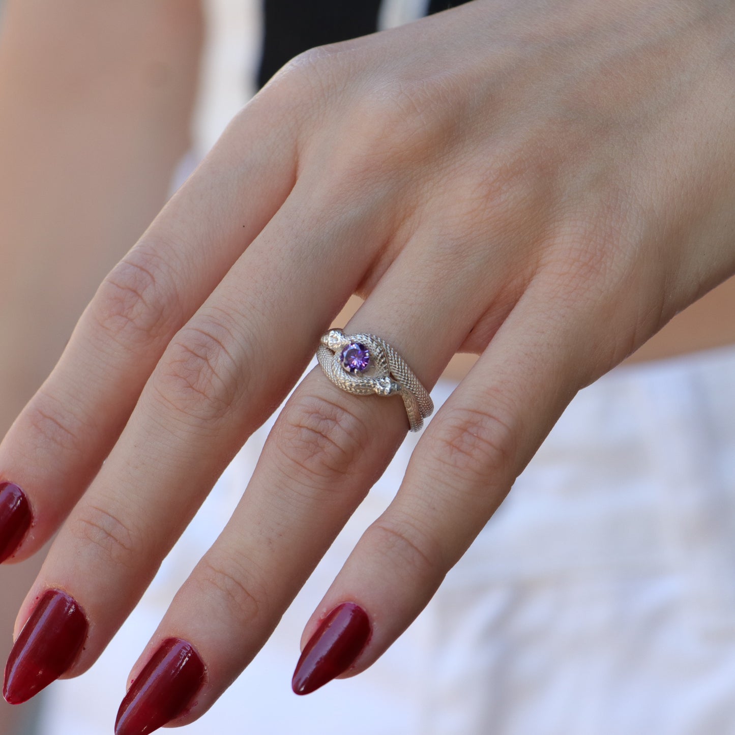 Tanzanite Ouroboros 925 Silver Gold Plated Ring