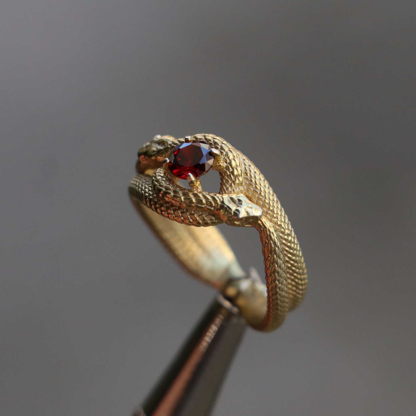 Tanzanite Ouroboros 925 Silver Gold Plated Ring