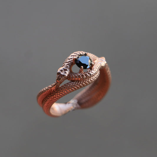 Tanzanite Ouroboros 925 Silver Gold Plated Ring