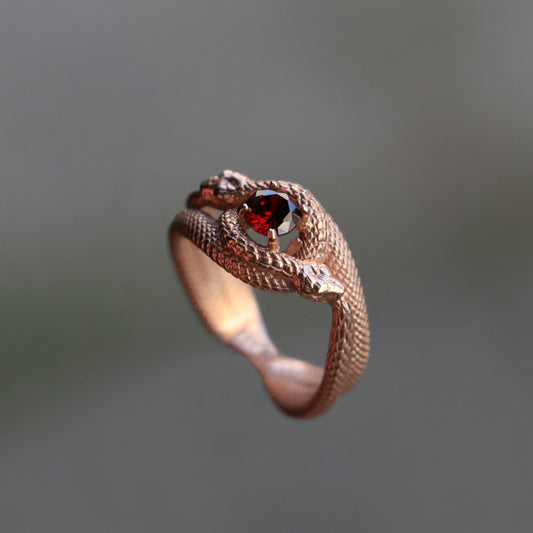 Tanzanite Ouroboros 925 Silver Gold Plated Ring