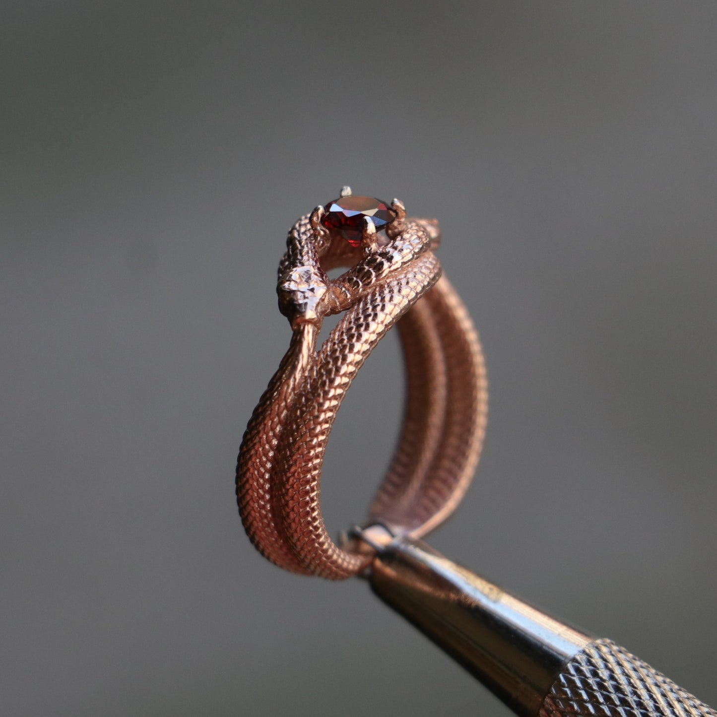 Tanzanite Ouroboros 925 Silver Gold Plated Ring