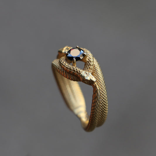 Tanzanite Ouroboros 925 Silver Gold Plated Ring