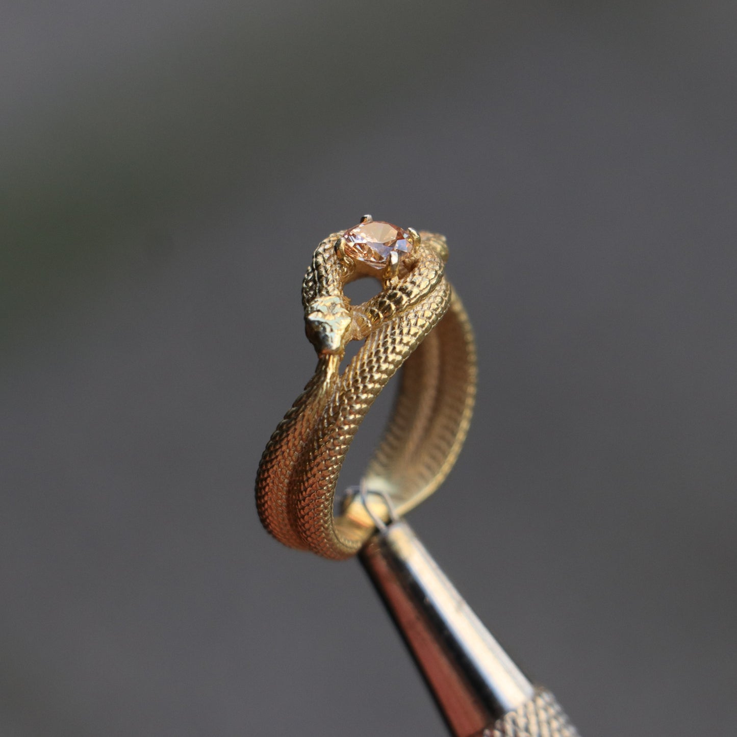 Tanzanite Ouroboros 925 Silver Gold Plated Ring