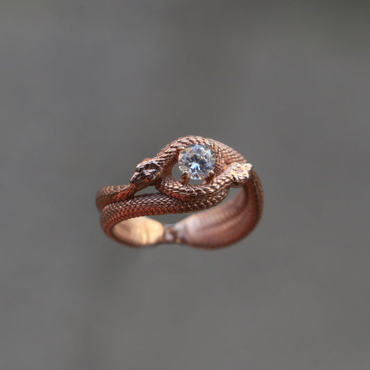 Tanzanite Ouroboros 925 Silver Gold Plated Ring