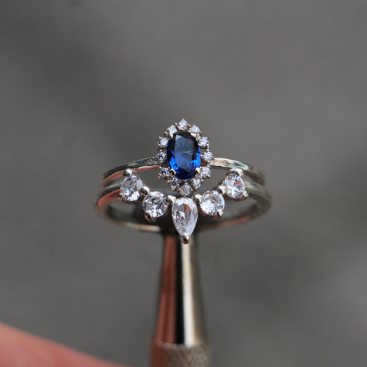 Mushroom and Spine Marquise Moissanite Set 925 Silver Ring