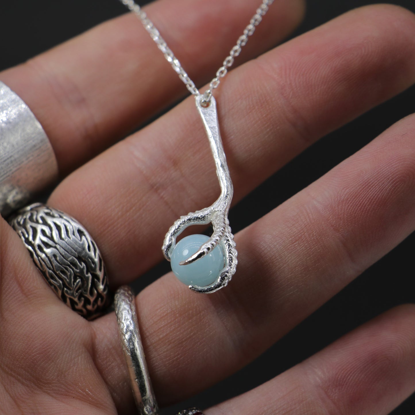 Pençe Ay Taşı 925 Gümüş Kolye