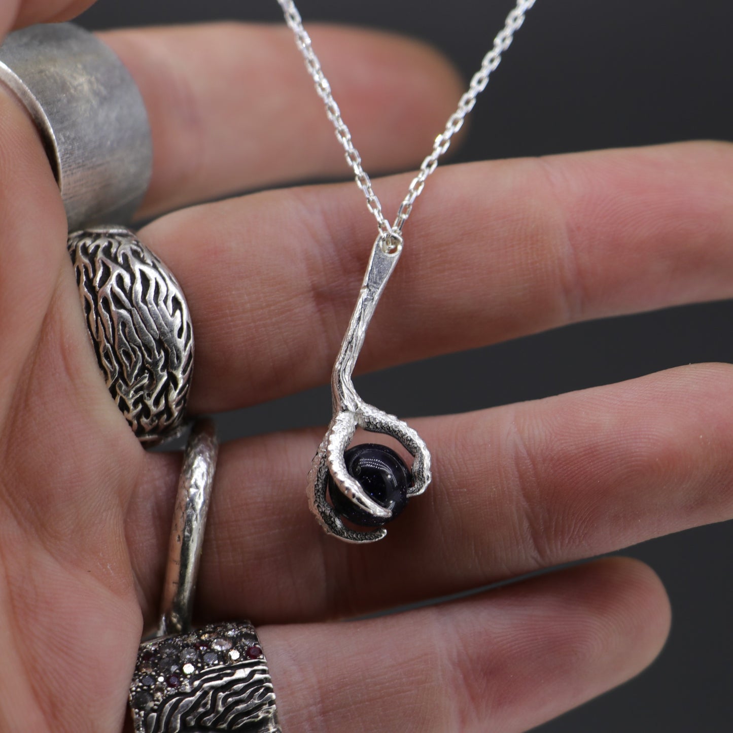 Pençe Ay Taşı 925 Gümüş Kolye