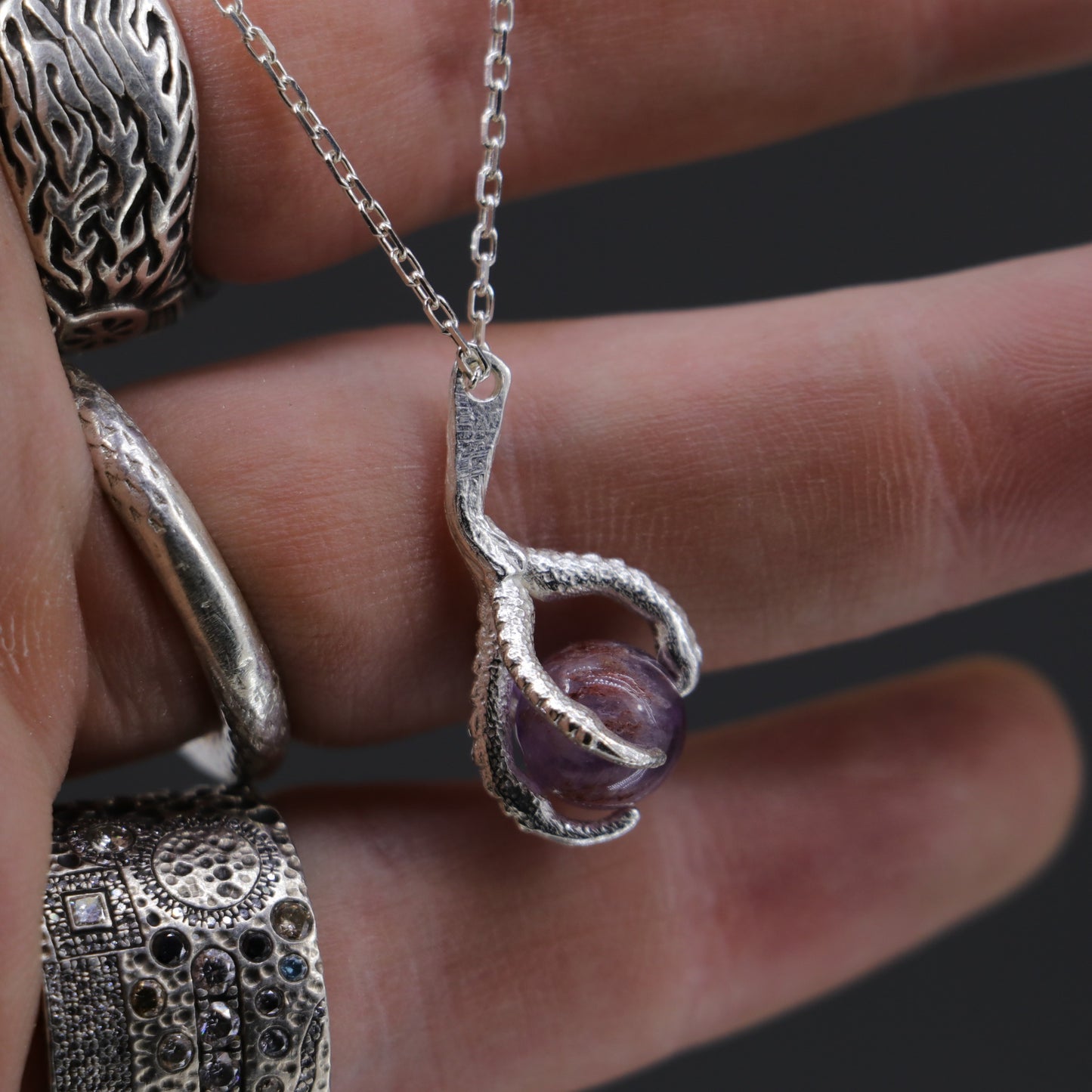 Pençe Ay Taşı 925 Gümüş Kolye