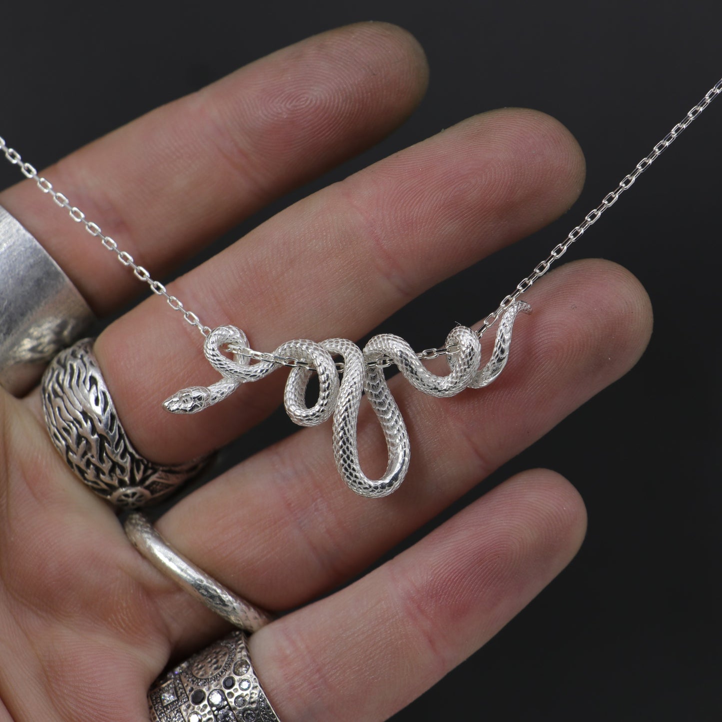 Coiled Snake 925 Silver Gold Plated Necklace