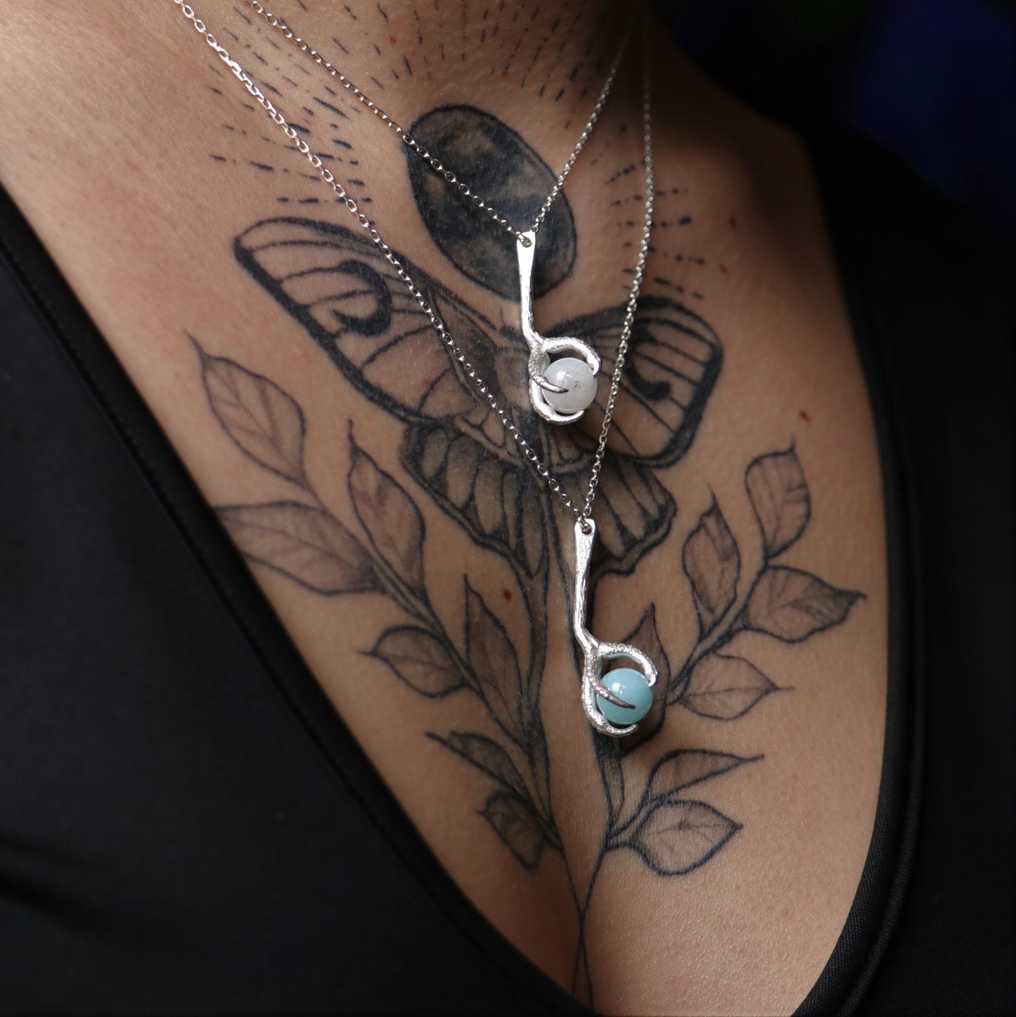 Pençe Ay Taşı 925 Gümüş Kolye