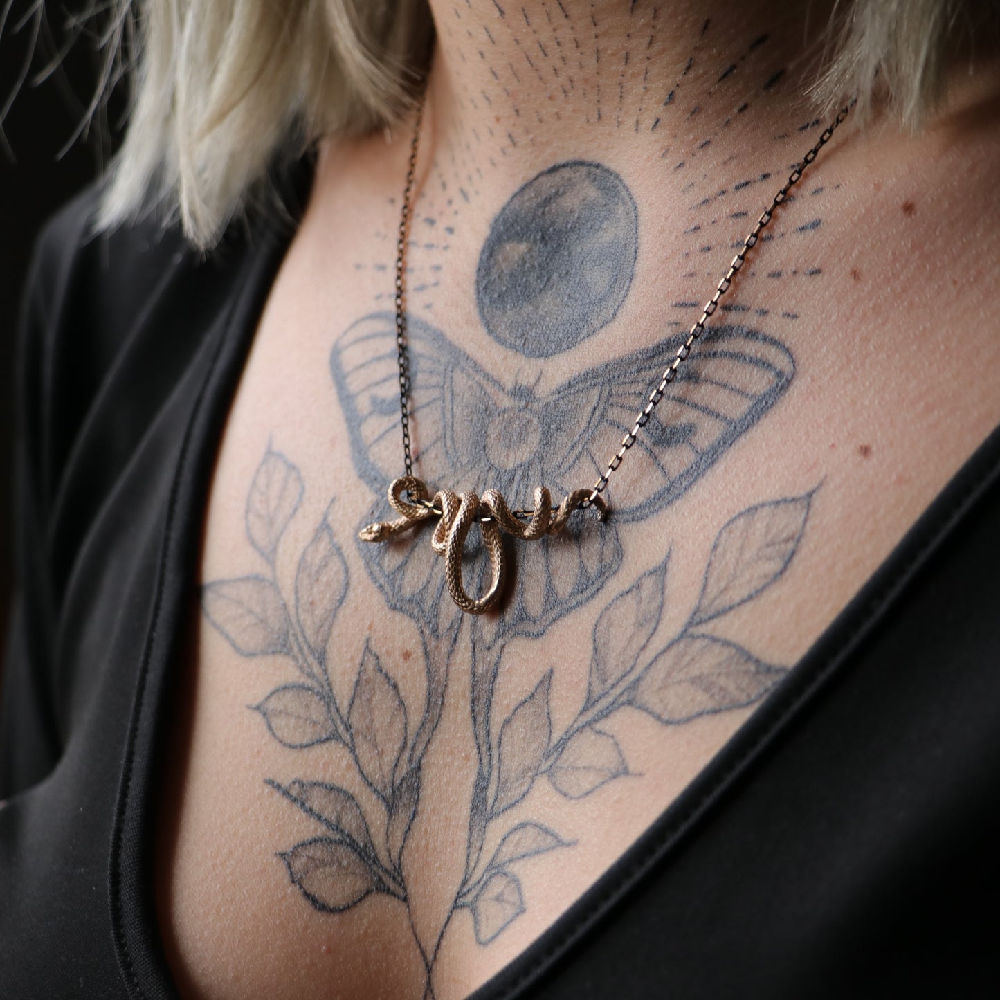 Coiled Snake 925 Silver Gold Plated Necklace