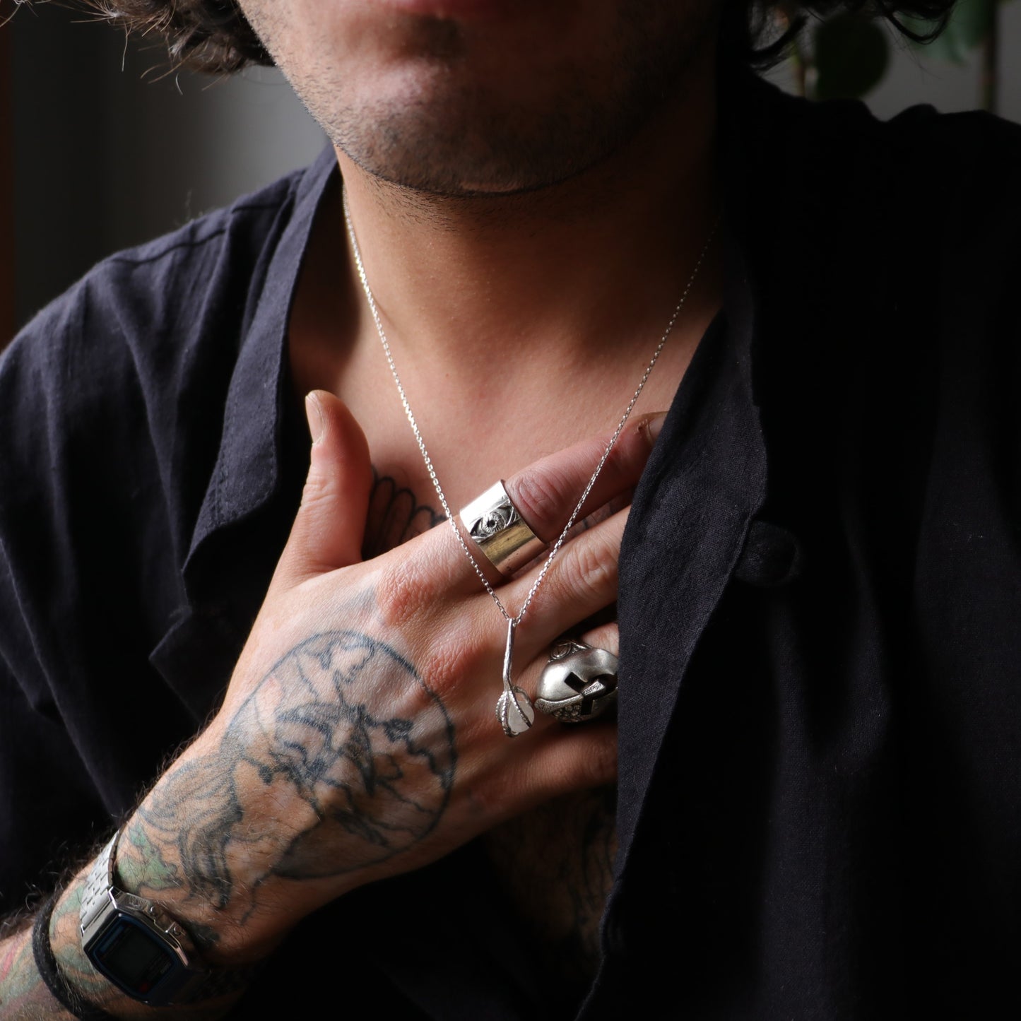 Pençe Ay Taşı 925 Gümüş Kolye