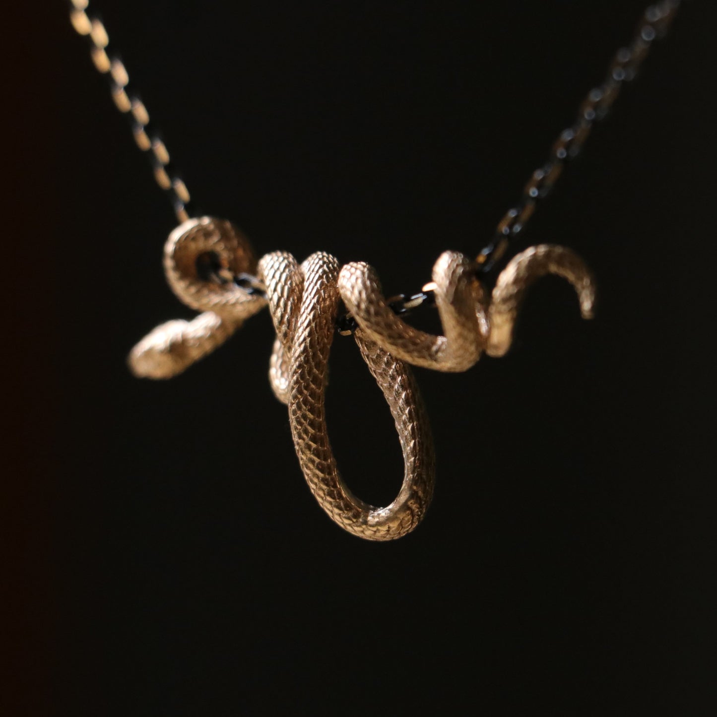Coiled Snake 925 Silver Gold Plated Necklace