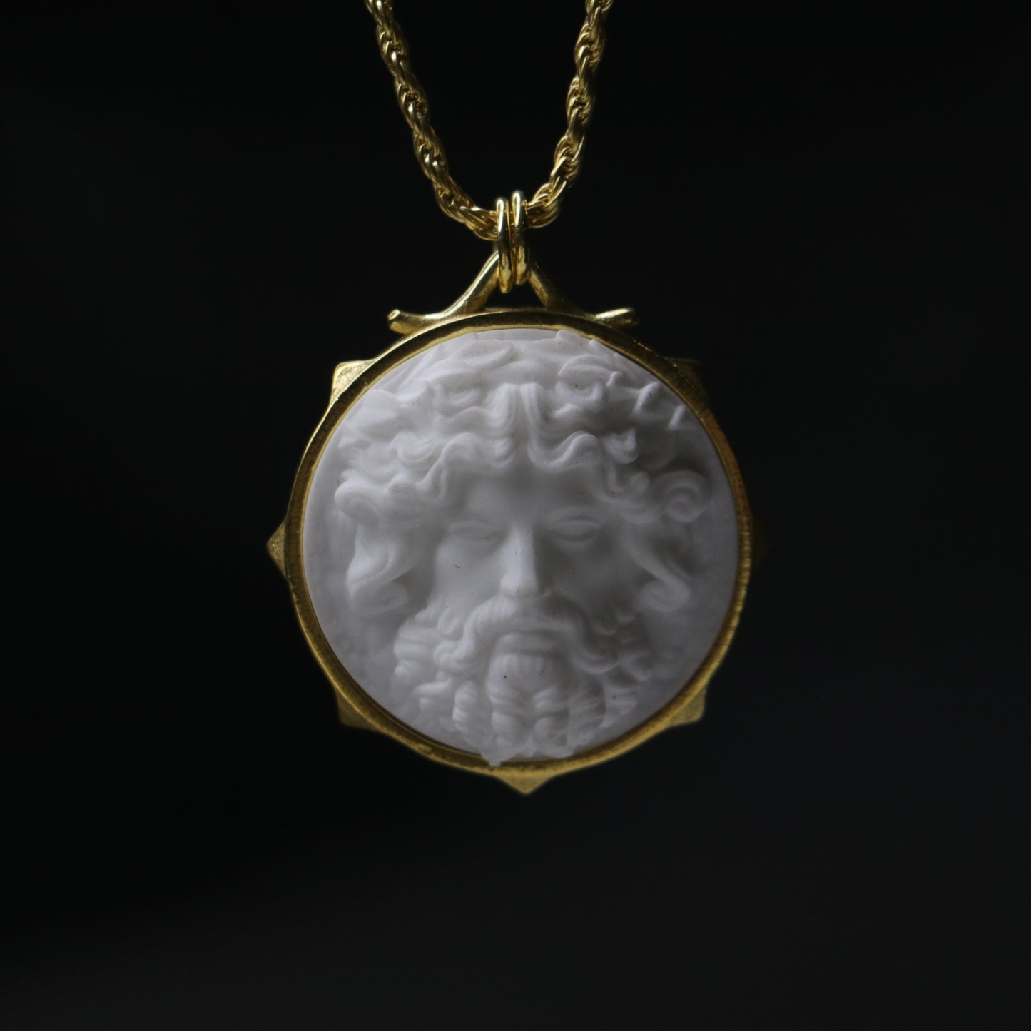 Marble Lion 925 Silver Gold Plated Necklace