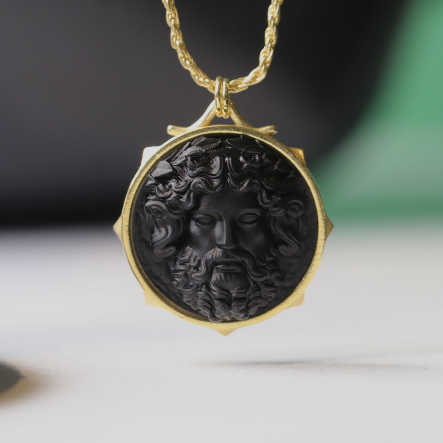 Marble Lion 925 Silver Gold Plated Necklace