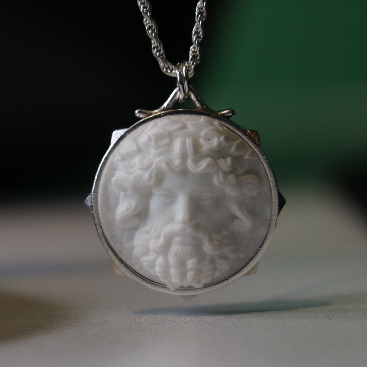 Marble Lion 925 Silver Gold Plated Necklace