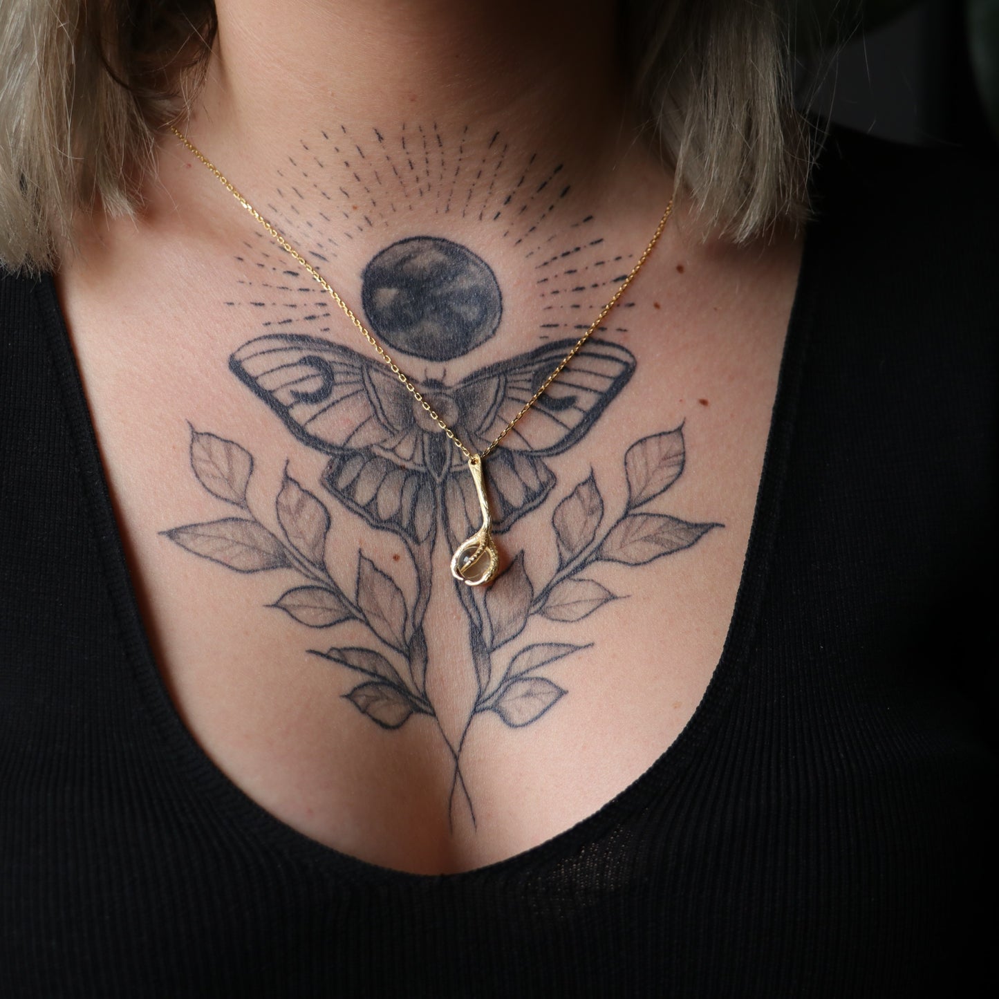 Pençe Ay Taşı 925 Gümüş Kolye