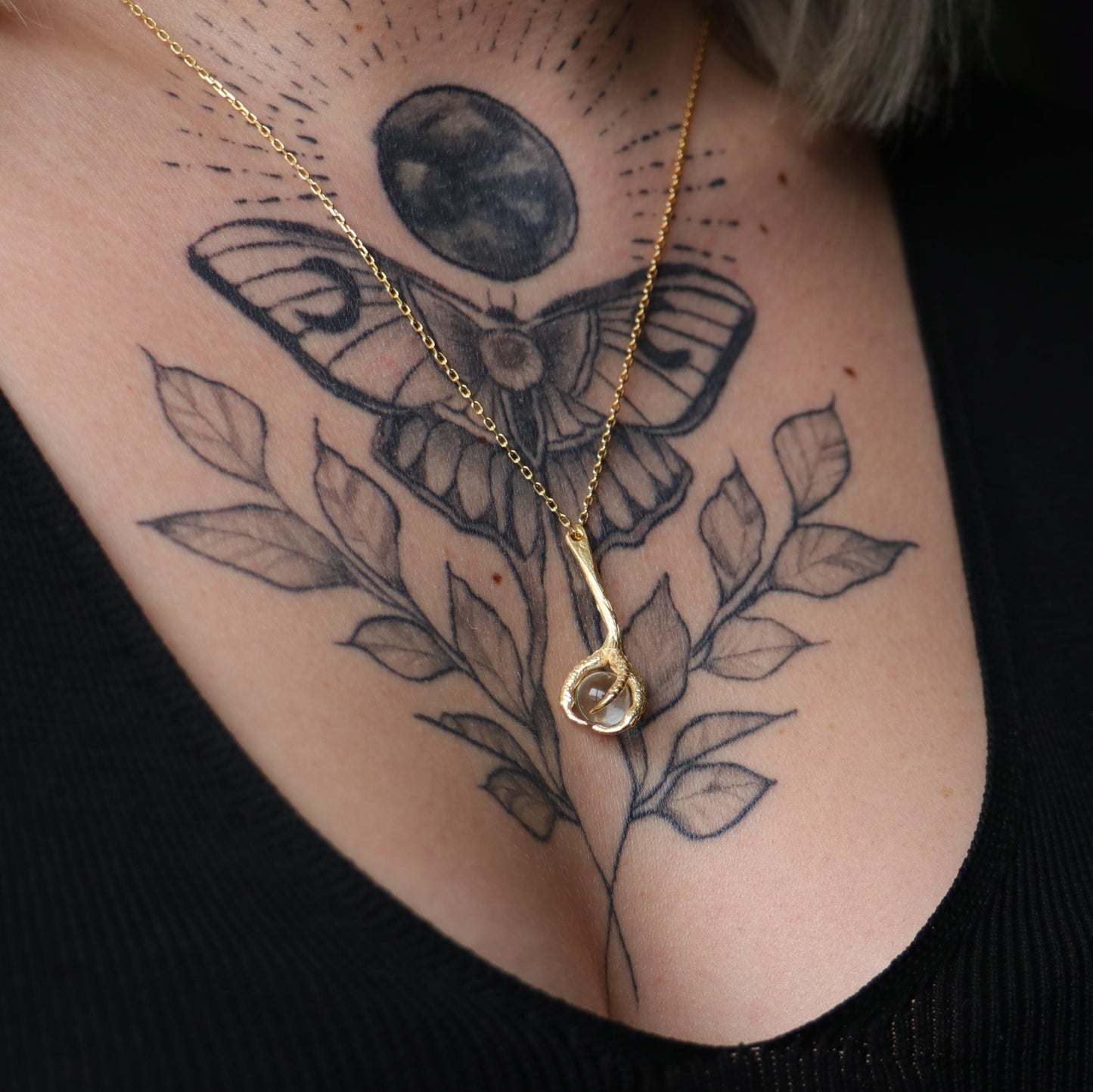 Pençe Ay Taşı 925 Gümüş Kolye