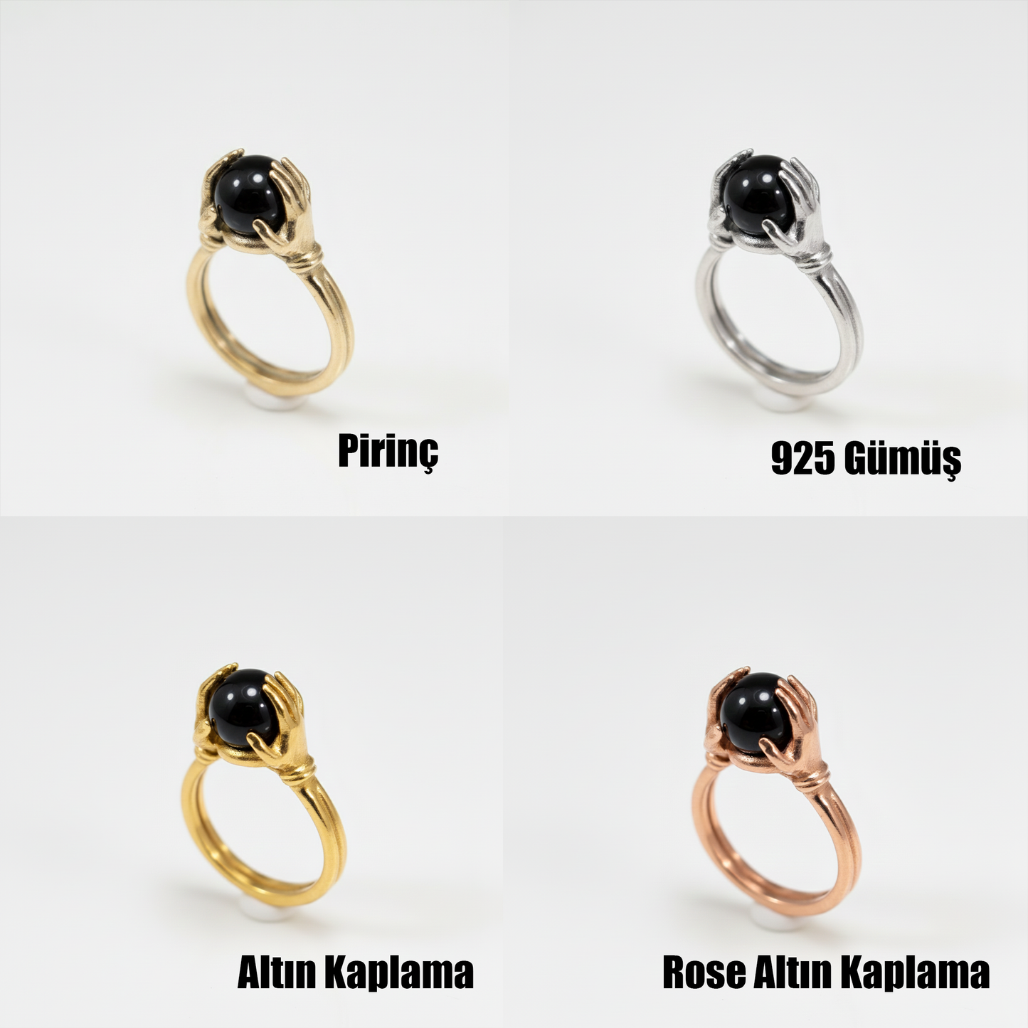 Eller Arasında Clear Kuvars Yüzük (Tüm Taş ve Maden Seçenekleri)