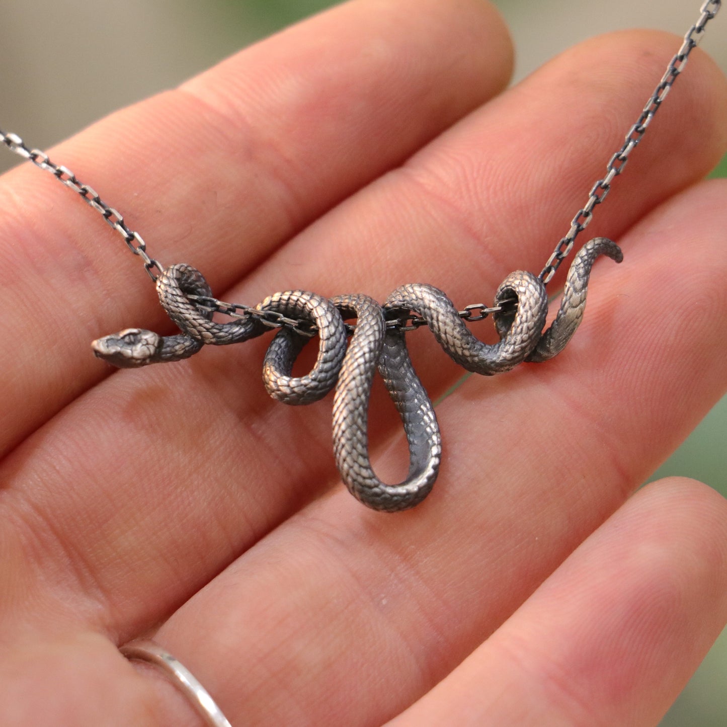 Coiled Snake 925 Silver Gold Plated Necklace
