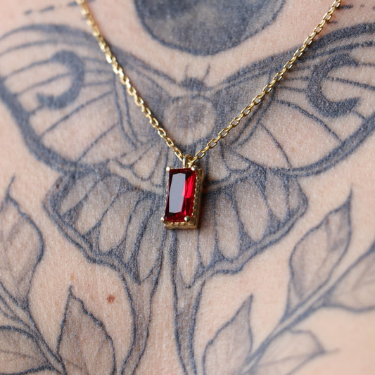 Baguette Citrine 925 Silver Gold Plated Necklace