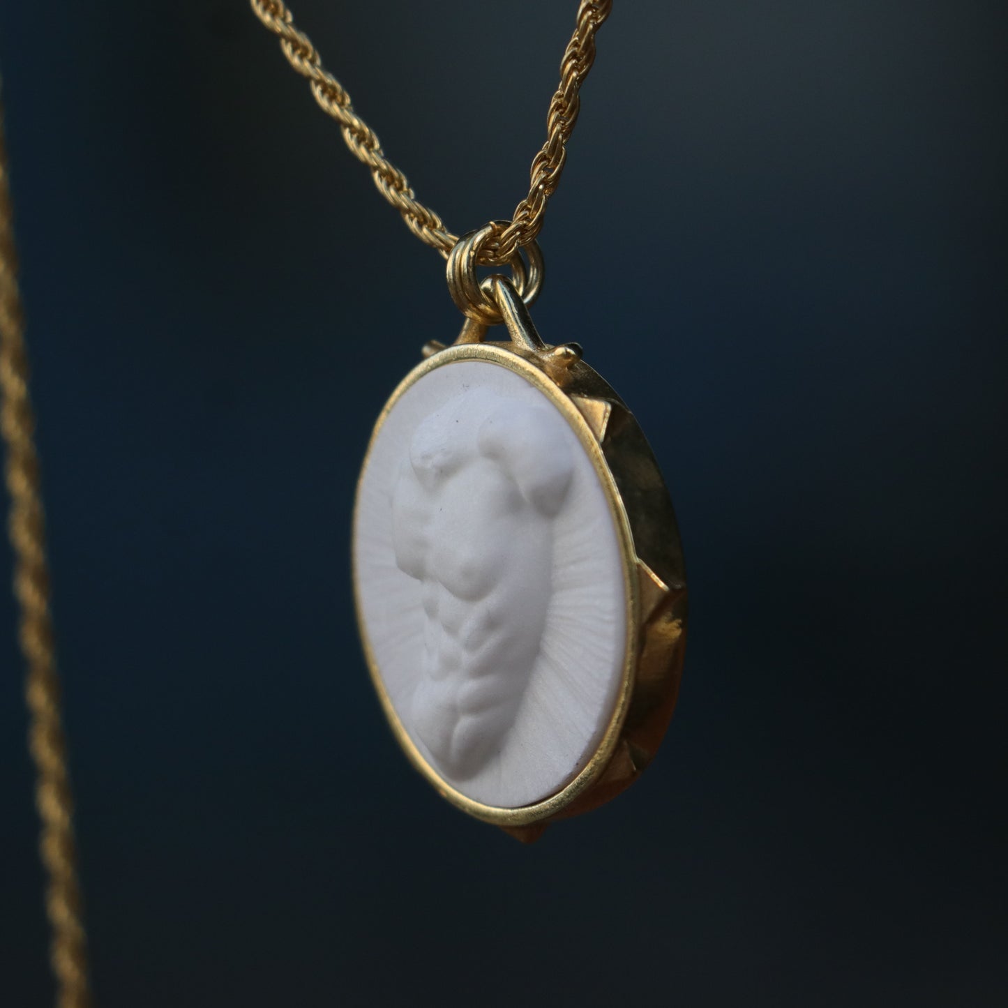 Marble Lion 925 Silver Gold Plated Necklace