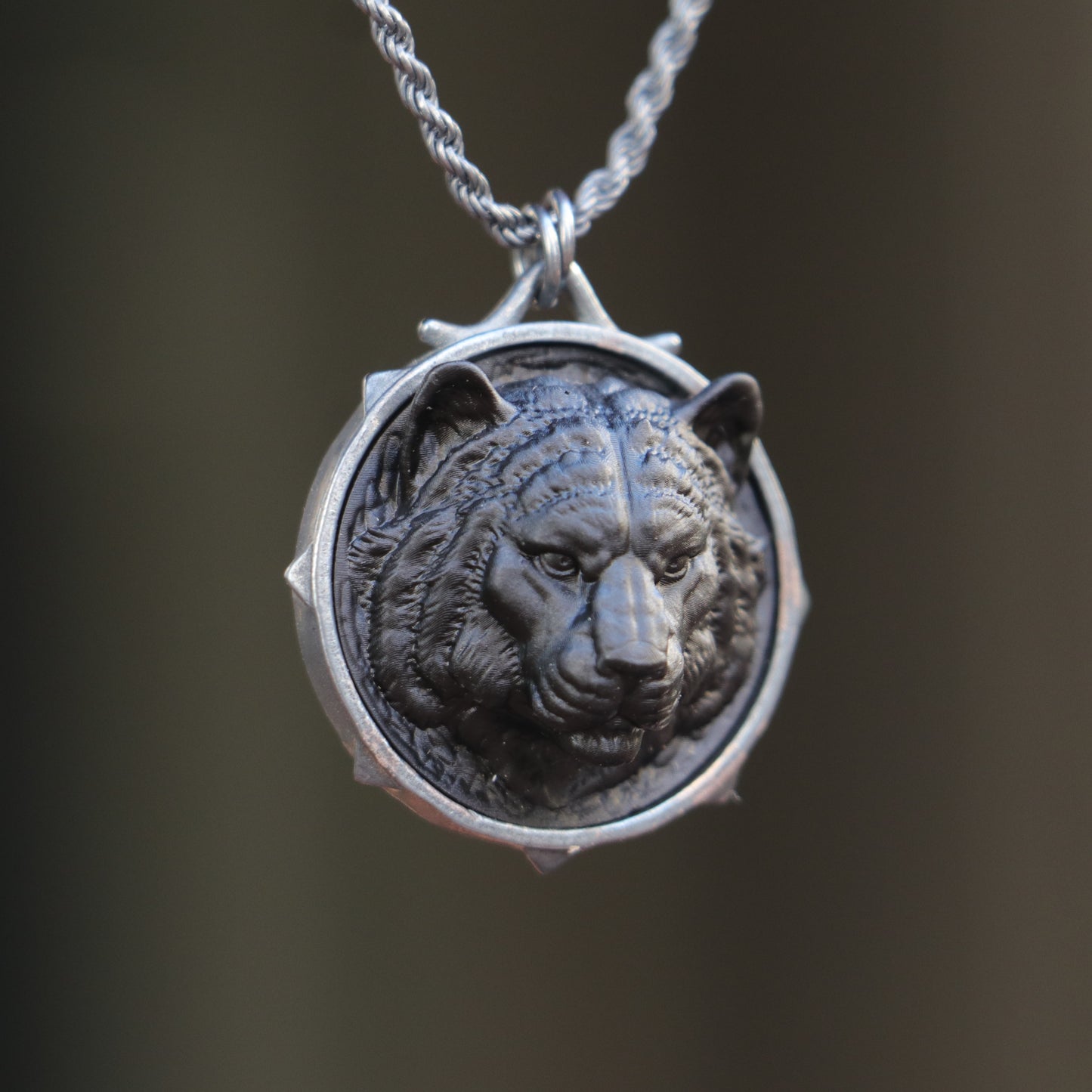 Marble Lion 925 Silver Gold Plated Necklace