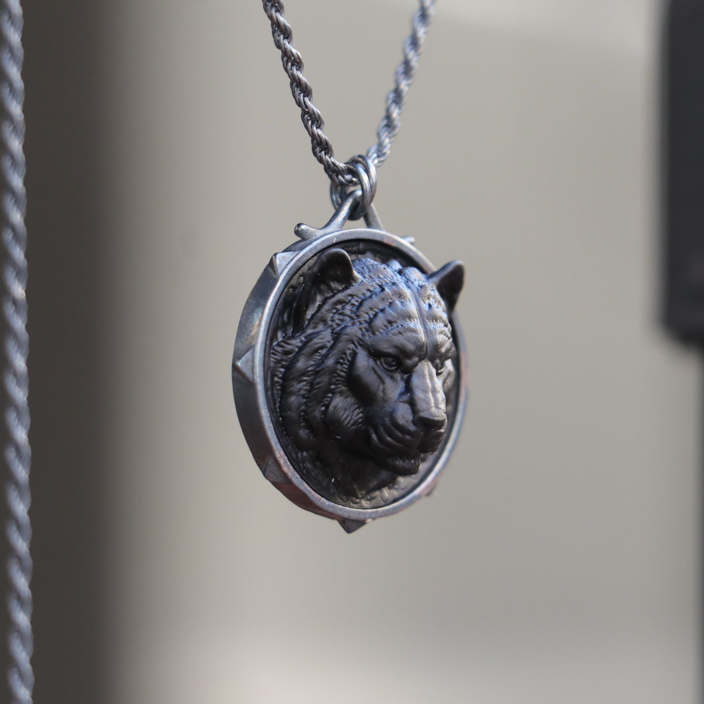 Marble Lion 925 Silver Gold Plated Necklace