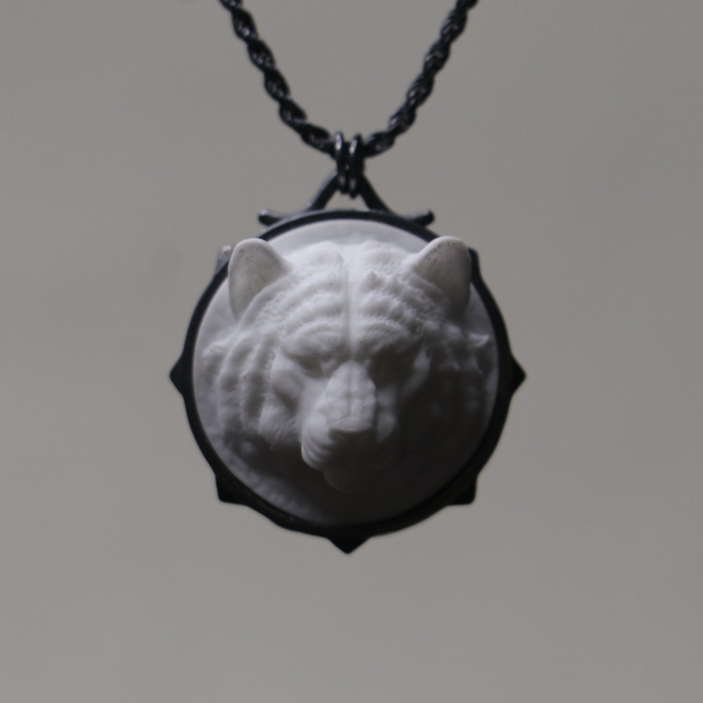 Marble Lion 925 Silver Gold Plated Necklace