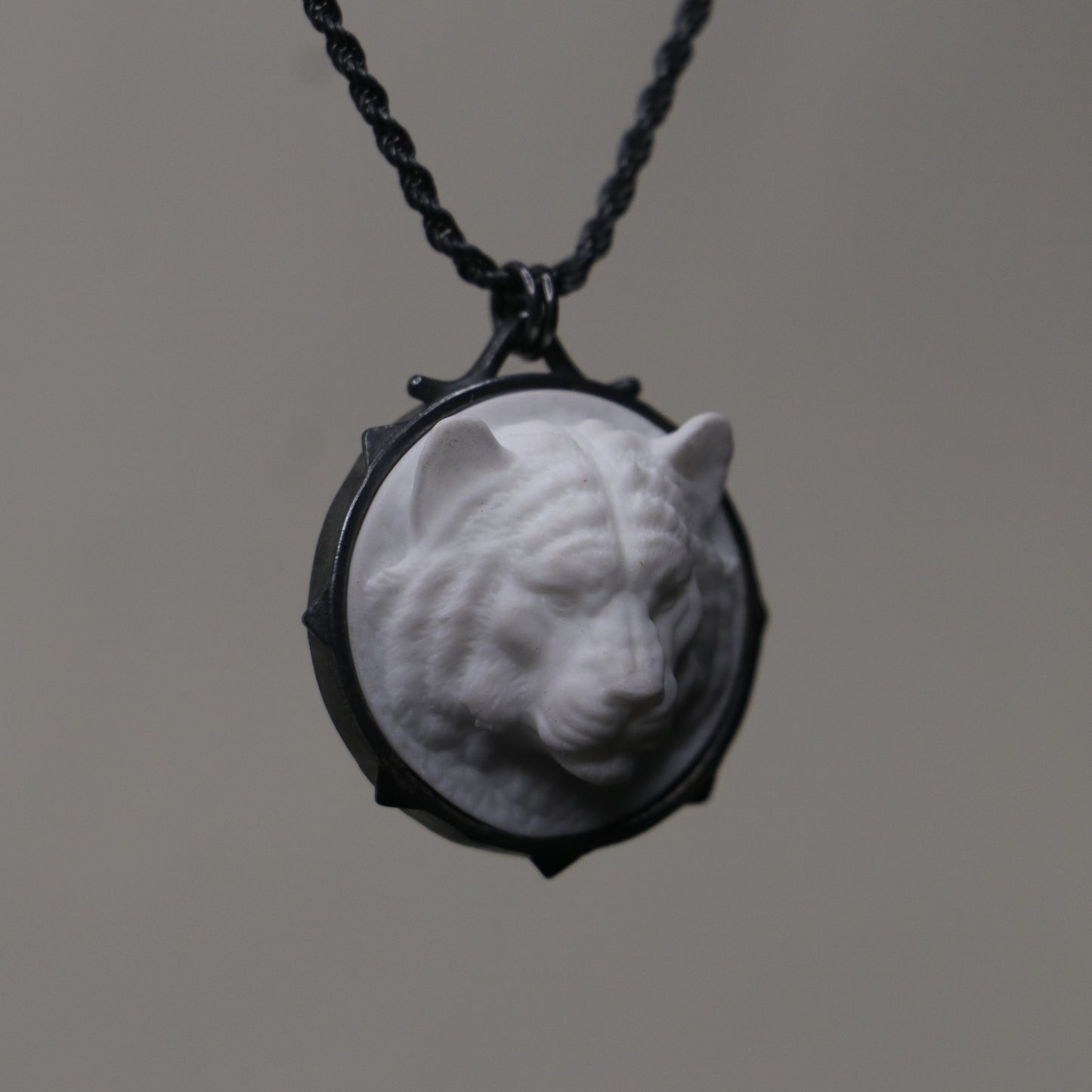 Marble Lion 925 Silver Gold Plated Necklace